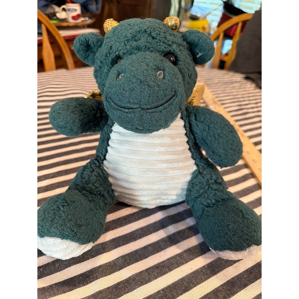 Russ Berrie Jazwares Teal Dragon Plush Gold‎ Wings Corduroy Belly 9 Inch 2024